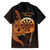 Aloha Hawaii Darts Family Matching Short Sleeve Bodycon Dress and Hawaiian Shirt Dart Board With Polynesian Shark - Gold