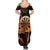 Aloha Hawaii Darts Family Matching Summer Maxi Dress and Hawaiian Shirt Dart Board With Polynesian Shark - Gold