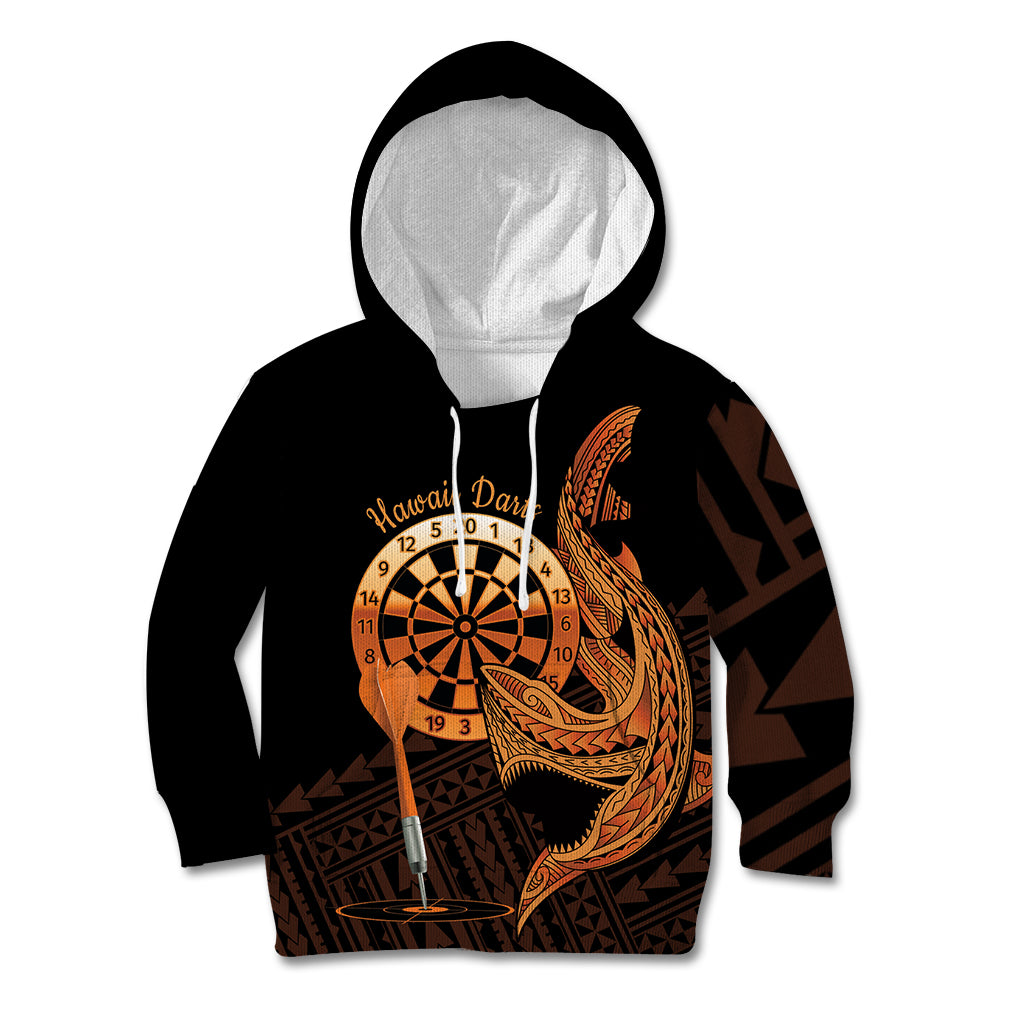 Aloha Hawaii Darts Kid Hoodie Dart Board With Polynesian Shark - Gold