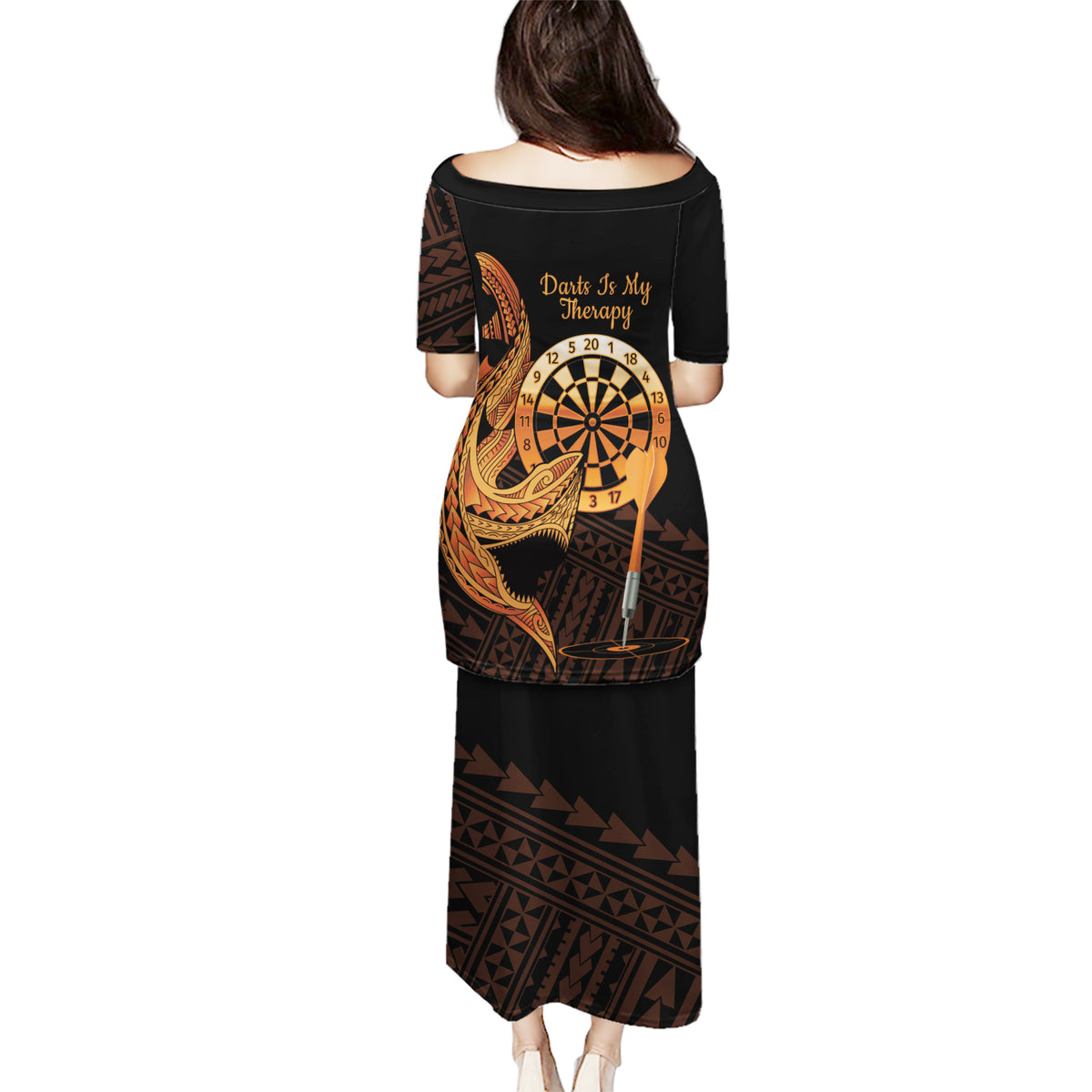 Aloha Hawaii Darts Puletasi Dart Board With Polynesian Shark - Gold LT14 - Polynesian Pride