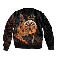 Aloha Hawaii Darts Sleeve Zip Bomber Jacket Dart Board With Polynesian Shark - Gold LT14 - Polynesian Pride
