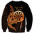 Aloha Hawaii Darts Sweatshirt Dart Board With Polynesian Shark - Gold