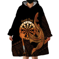 Aloha Hawaii Darts Wearable Blanket Hoodie Dart Board With Polynesian Shark - Gold LT14 - Polynesian Pride