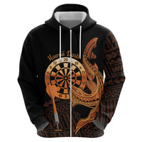 Aloha Hawaii Darts Zip Hoodie Dart Board With Polynesian Shark - Gold