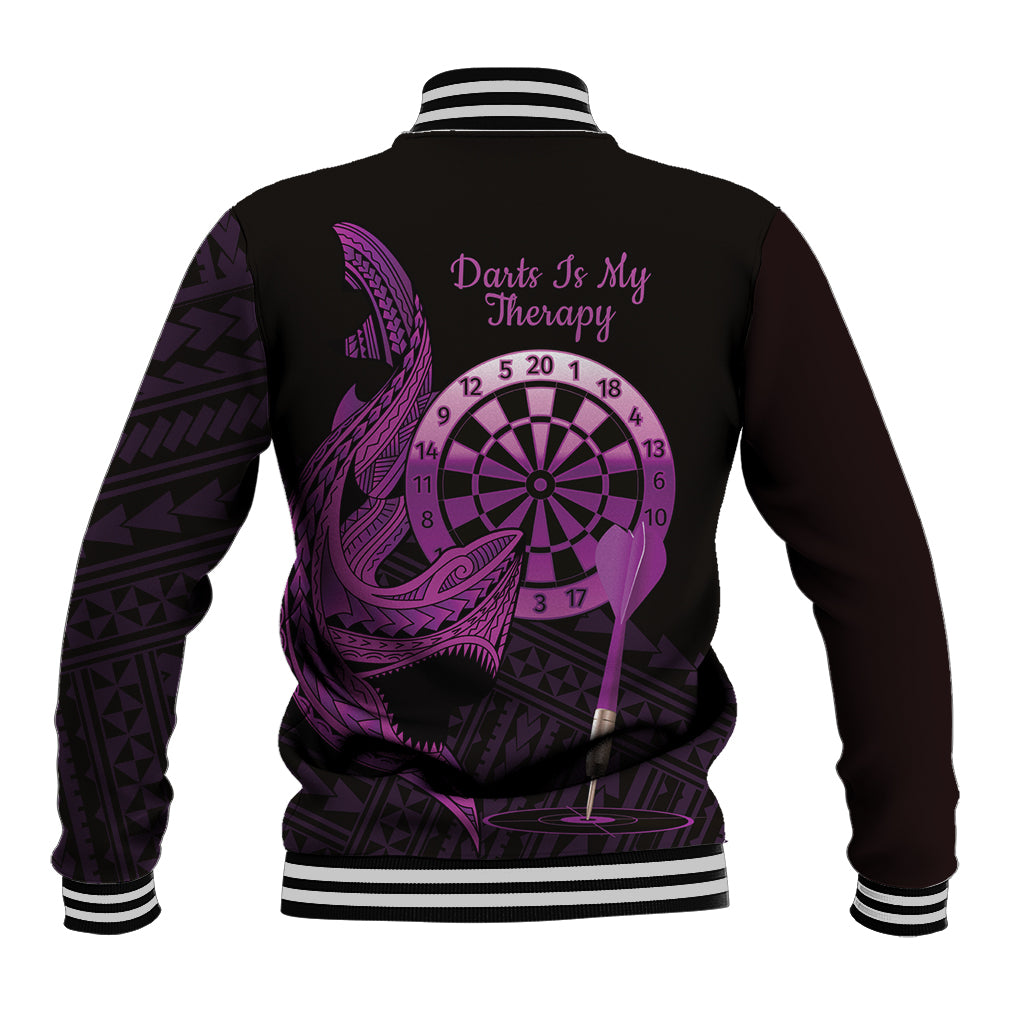 Aloha Hawaii Darts Baseball Jacket Dart Board With Polynesian Shark - Purple LT14 - Polynesian Pride