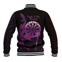 Aloha Hawaii Darts Baseball Jacket Dart Board With Polynesian Shark - Purple LT14 - Polynesian Pride