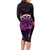 Aloha Hawaii Darts Family Matching Long Sleeve Bodycon Dress and Hawaiian Shirt Dart Board With Polynesian Shark - Purple