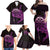 Aloha Hawaii Darts Family Matching Off Shoulder Maxi Dress and Hawaiian Shirt Dart Board With Polynesian Shark - Purple