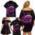 Aloha Hawaii Darts Family Matching Off Shoulder Short Dress and Hawaiian Shirt Dart Board With Polynesian Shark - Purple