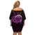 Aloha Hawaii Darts Family Matching Off Shoulder Short Dress and Hawaiian Shirt Dart Board With Polynesian Shark - Purple