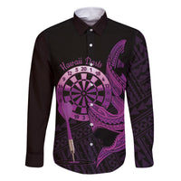 Aloha Hawaii Darts Family Matching Tank Maxi Dress and Hawaiian Shirt Dart Board With Polynesian Shark - Purple
