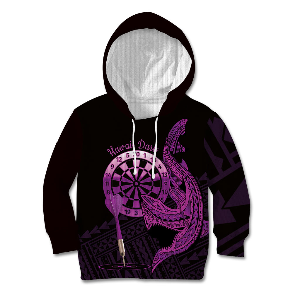 Aloha Hawaii Darts Kid Hoodie Dart Board With Polynesian Shark - Purple