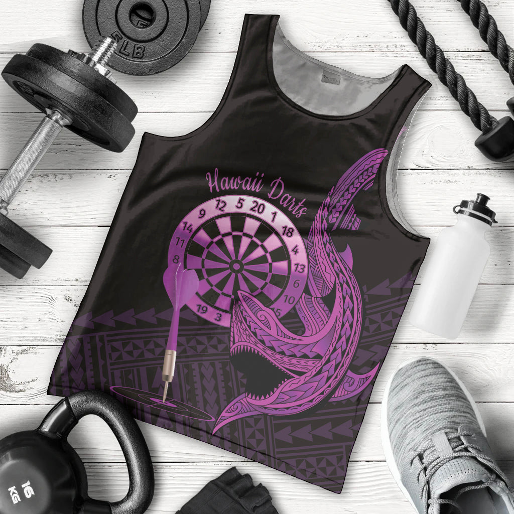 Aloha Hawaii Darts Men Tank Top Dart Board With Polynesian Shark - Purple LT14 - Polynesian Pride