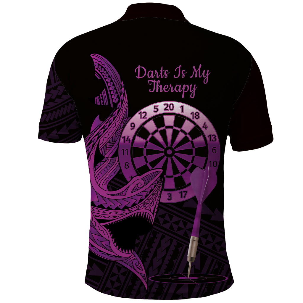 Aloha Hawaii Darts Polo Shirt Dart Board With Polynesian Shark - Purple
