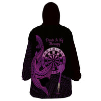Aloha Hawaii Darts Wearable Blanket Hoodie Dart Board With Polynesian Shark - Purple LT14 - Polynesian Pride