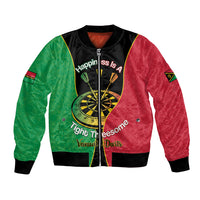 Personalised Vanuatu Darts Bomber Jacket Happiness Is A Tight Threesome Sand Drawing Art LT14 Unisex Red - Polynesian Pride
