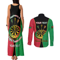 Personalised Vanuatu Darts Couples Matching Tank Maxi Dress and Long Sleeve Button Shirt Happiness Is A Tight Threesome Sand Drawing Art LT14 - Polynesian Pride