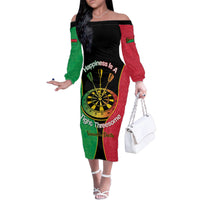Personalised Vanuatu Darts Family Matching Off The Shoulder Long Sleeve Dress and Hawaiian Shirt Happiness Is A Tight Threesome Sand Drawing Art