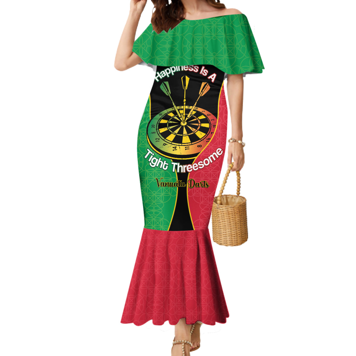 Personalised Vanuatu Darts Mermaid Dress Happiness Is A Tight Threesome Sand Drawing Art