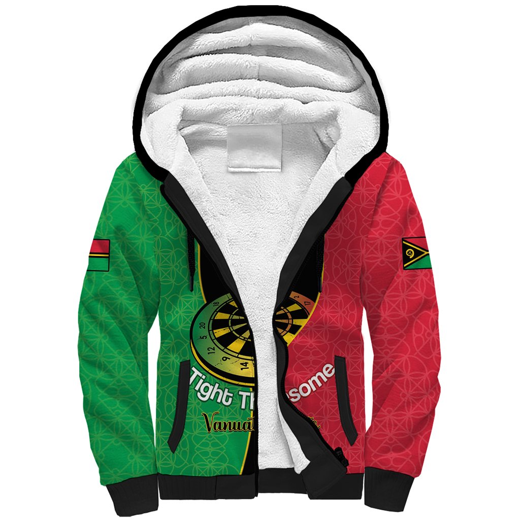 Personalised Vanuatu Darts Sherpa Hoodie Happiness Is A Tight Threesome Sand Drawing Art