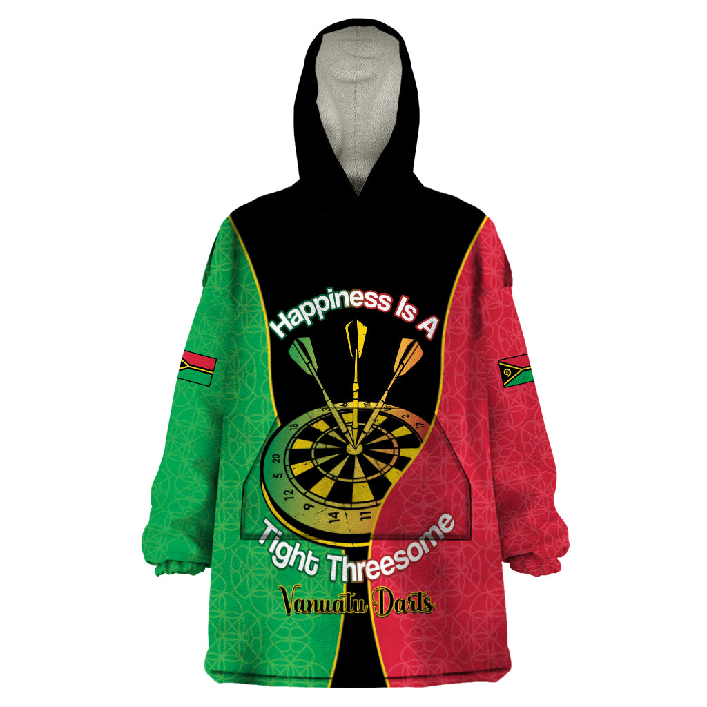 Personalised Vanuatu Darts Wearable Blanket Hoodie Happiness Is A Tight Threesome Sand Drawing Art