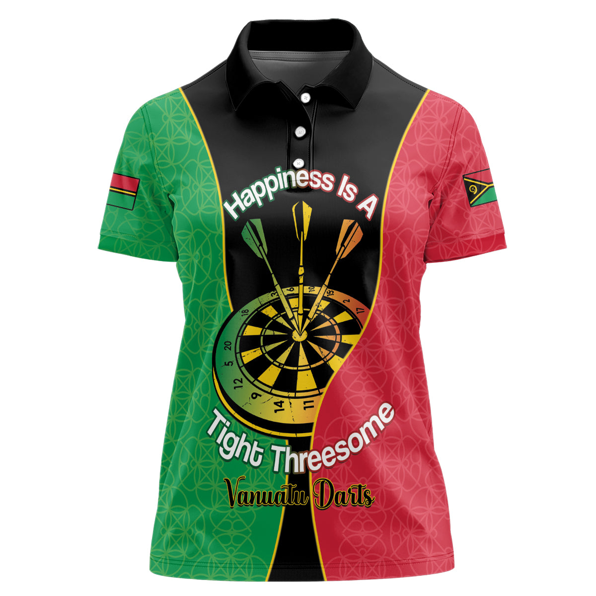 Personalised Vanuatu Darts Women Polo Shirt Happiness Is A Tight Threesome Sand Drawing Art