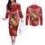 Tonga Darts Couples Matching Off The Shoulder Long Sleeve Dress and Long Sleeve Button Shirt Tongan Ngatu Pattern