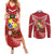 Tonga Darts Couples Matching Summer Maxi Dress and Long Sleeve Button Shirt Tongan Ngatu Pattern