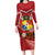 Tonga Darts Family Matching Long Sleeve Bodycon Dress and Hawaiian Shirt Tongan Ngatu Pattern