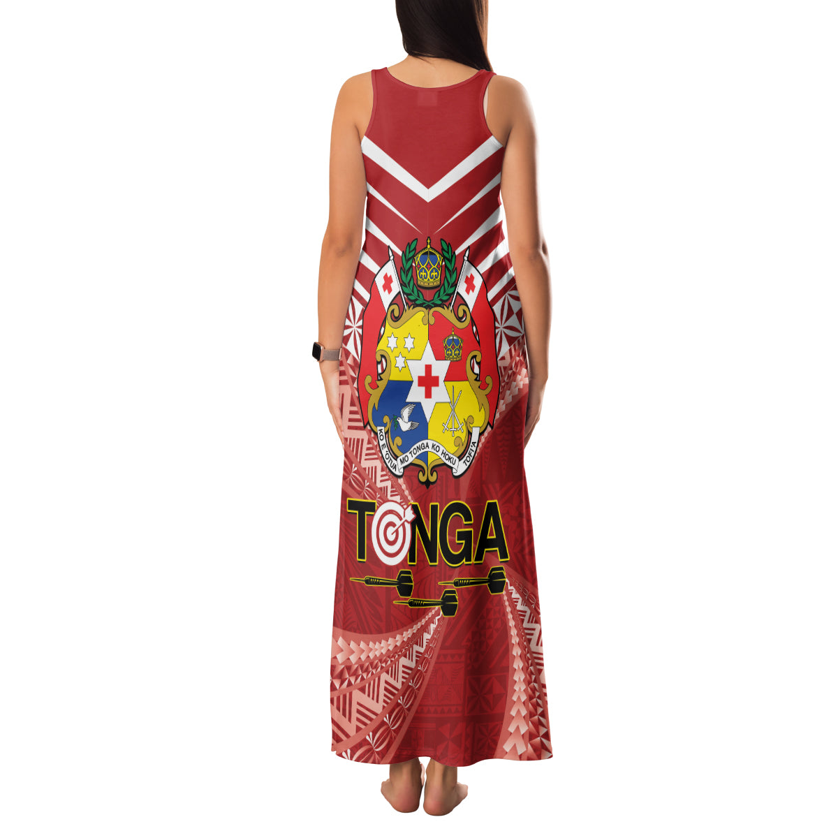 Tonga Darts Family Matching Tank Maxi Dress and Hawaiian Shirt Tongan Ngatu Pattern
