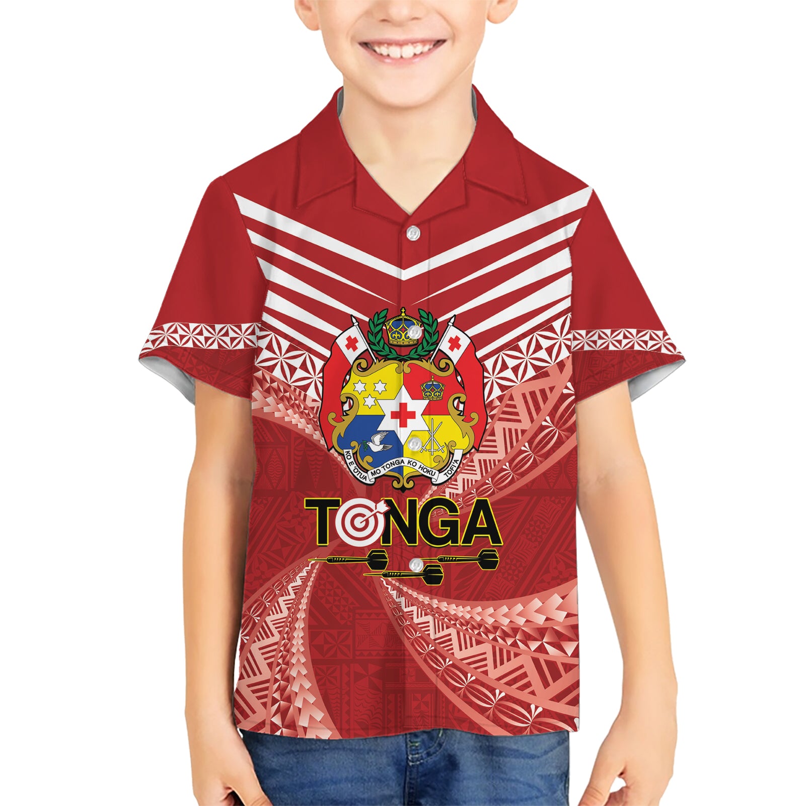 Tonga Darts Kid Hawaiian Shirt Tongan Ngatu Pattern