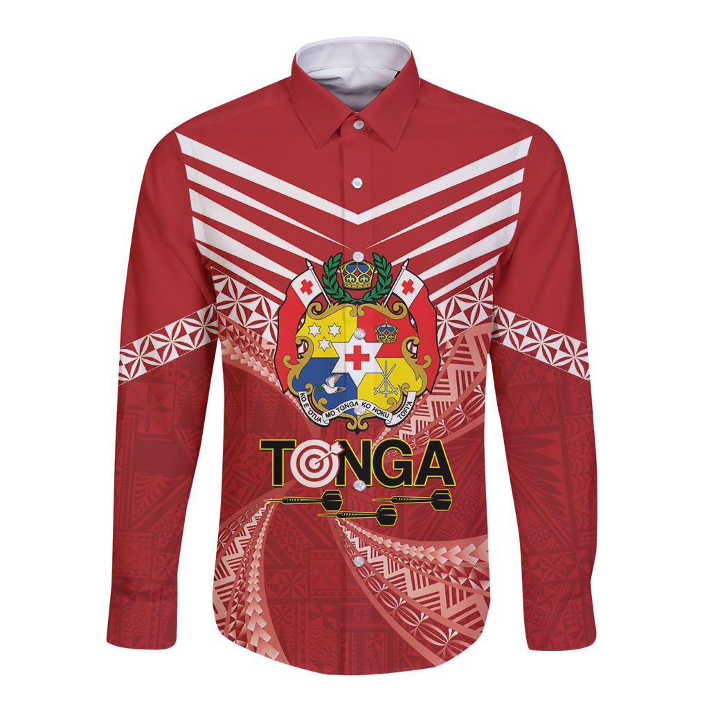 Tonga Darts Long Sleeve Button Shirt Tongan Ngatu Pattern