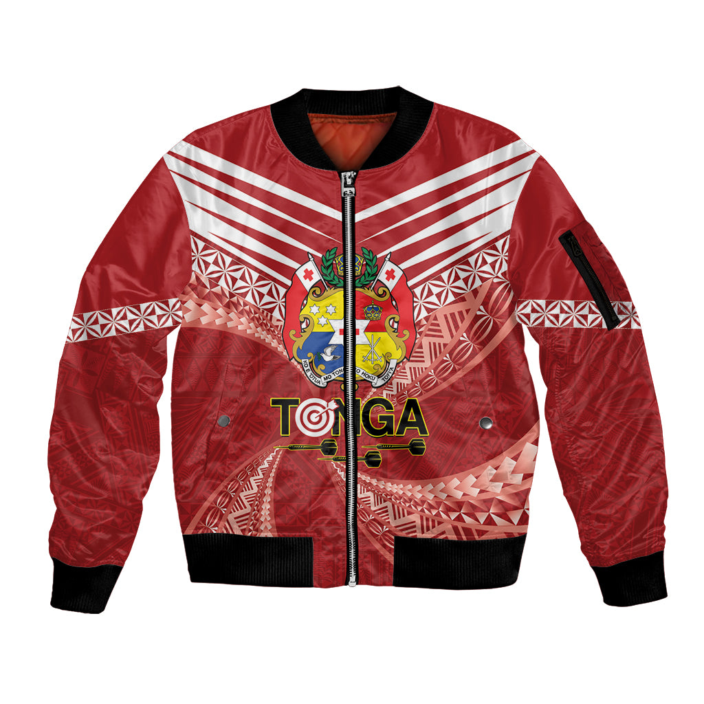 Tonga Darts Sleeve Zip Bomber Jacket Tongan Ngatu Pattern