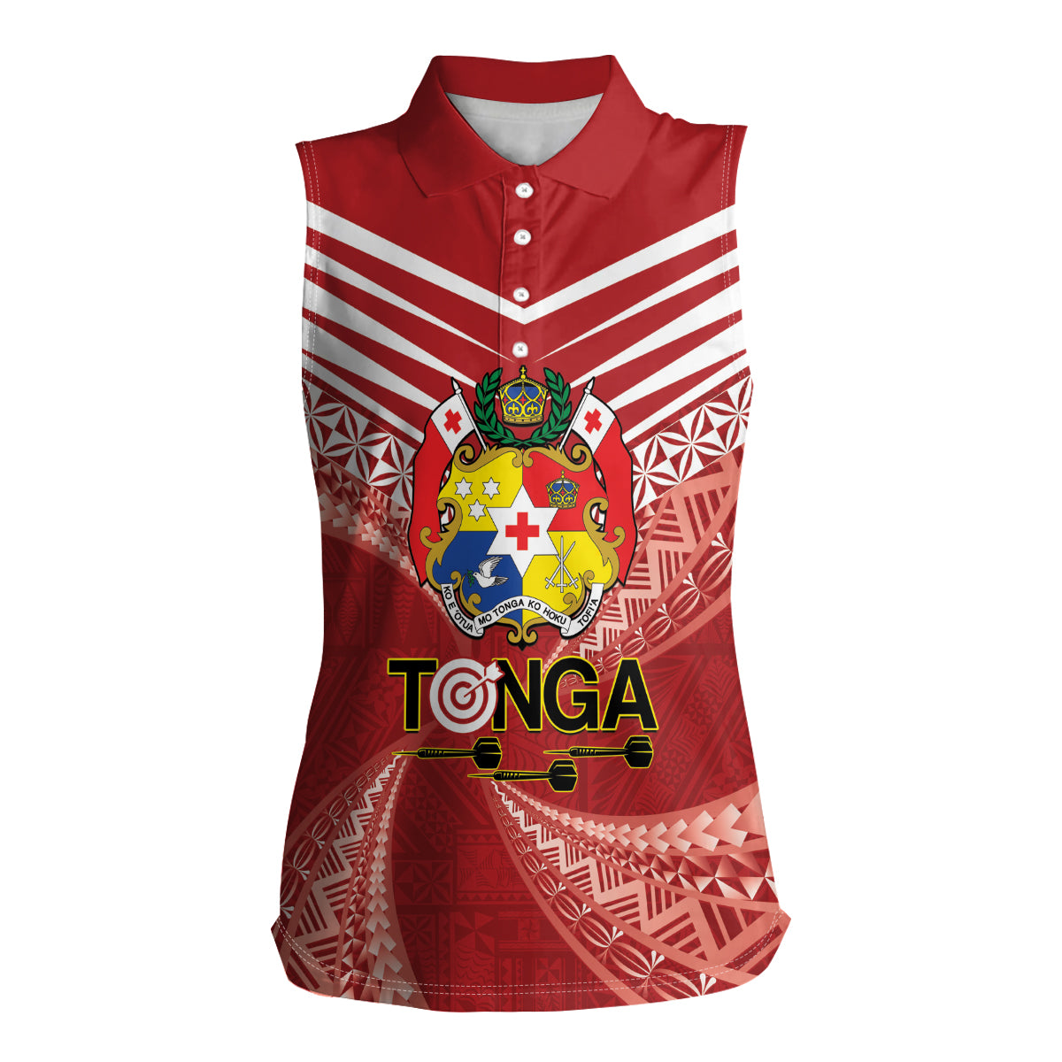 Tonga Darts Women Sleeveless Polo Shirt Tongan Ngatu Pattern