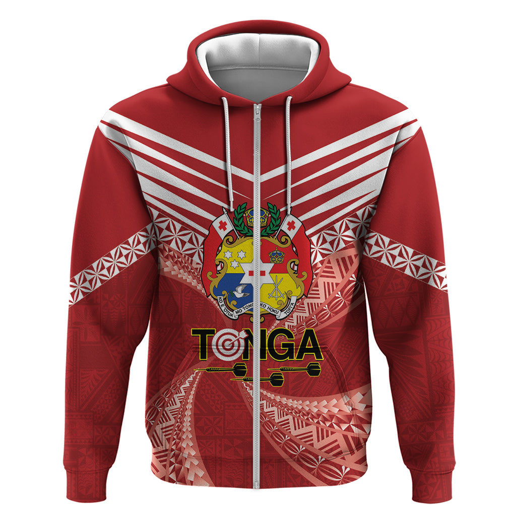 Tonga Darts Zip Hoodie Tongan Ngatu Pattern