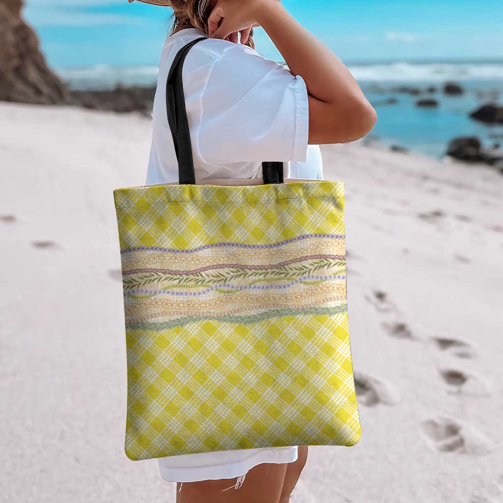 Yellow Palaka Hawaii Leis Elegant Vibes Tote Bag LT14 - Polynesian Pride