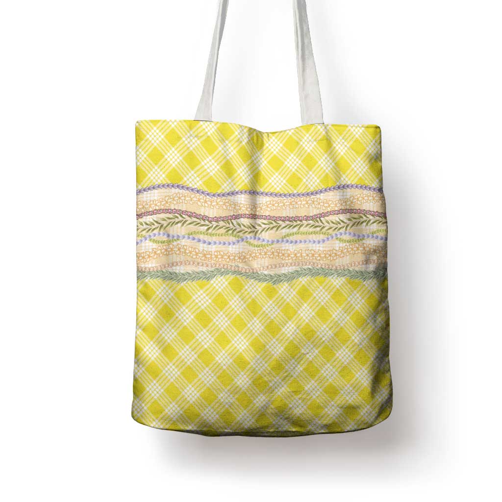 Yellow Palaka Hawaii Leis Elegant Vibes Tote Bag LT14 - Polynesian Pride