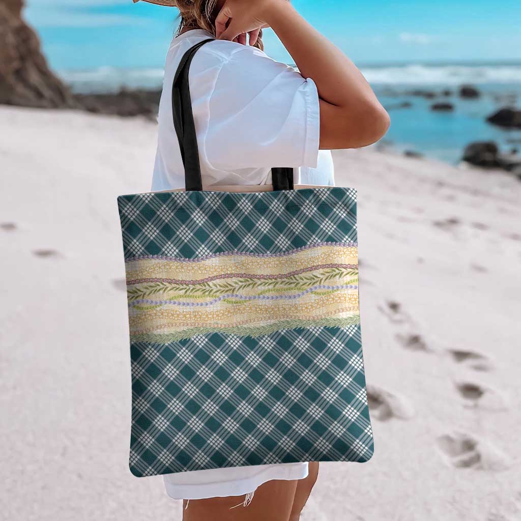 Dark Cyan Palaka Hawaii Leis Elegant Vibes Tote Bag