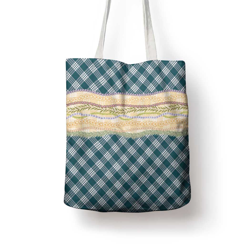 Dark Cyan Palaka Hawaii Leis Elegant Vibes Tote Bag