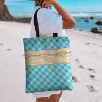 Turquoise Palaka Hawaii Leis Elegant Vibes Tote Bag LT14 - Polynesian Pride