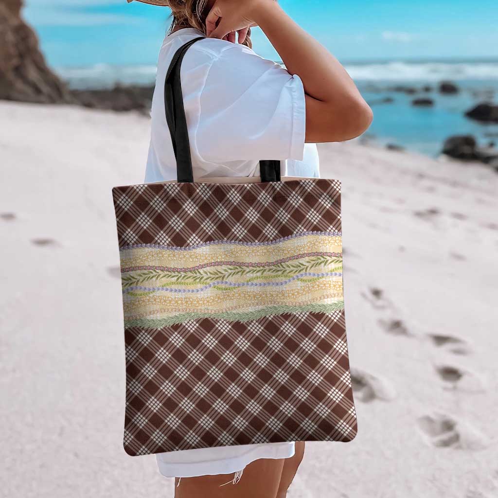 Brown Palaka Hawaii Leis Elegant Vibes Tote Bag LT14 - Polynesian Pride