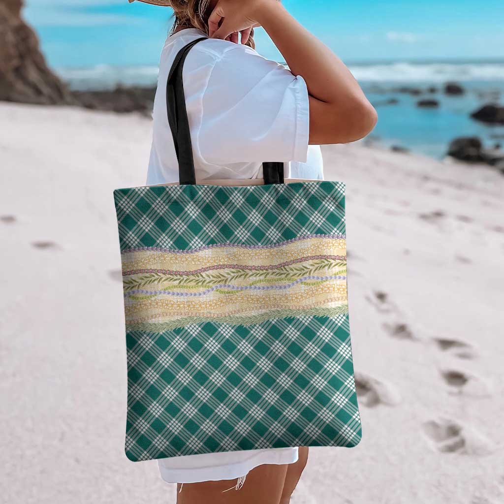 Cyan Palaka Hawaii Leis Elegant Vibes Tote Bag LT14 - Polynesian Pride
