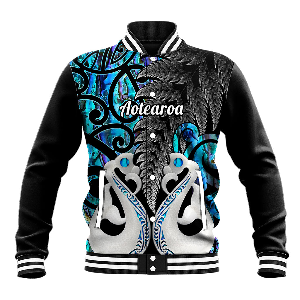 Personalised New Zealand Baseball Jacket Te Manaia Mangopare Maori And Fern Blue Style LT14 Unisex Blue - Polynesian Pride