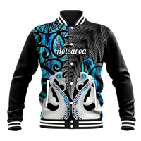 Personalised New Zealand Baseball Jacket Te Manaia Mangopare Maori And Fern Blue Style LT14 Unisex Blue - Polynesian Pride
