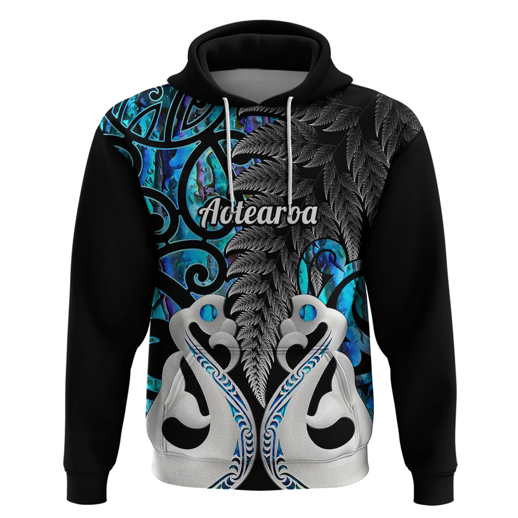 Custom New Zealand Hoodie Te Manaia Mangopare Maori and Fern Blue Style LT14 Pullover Hoodie Blue - Polynesian Pride