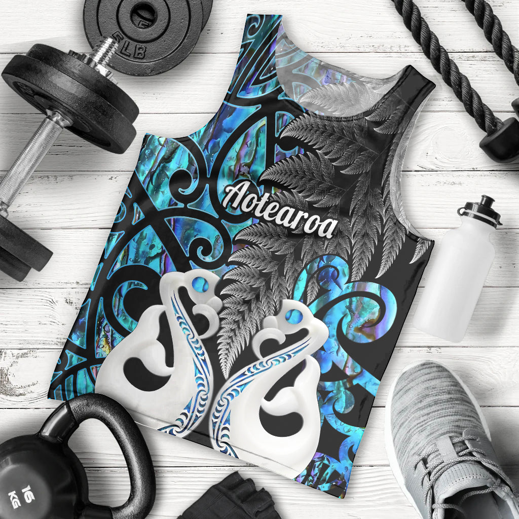 Personalised New Zealand Men Tank Top Te Manaia Mangopare Maori And Fern Blue Style LT14 Blue - Polynesian Pride