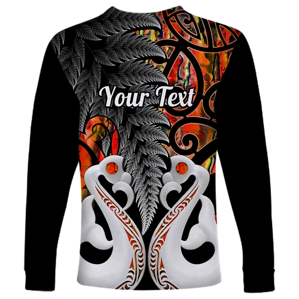 Personalised New Zealand Long Sleeve Shirt Te Manaia Mangopare Maori And Fern Orange Style LT14 - Polynesian Pride
