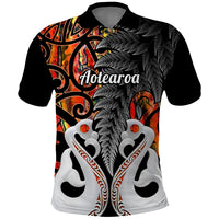 Custom New Zealand Polo Shirt Te Manaia Mangopare Maori and Fern Orange Style LT14 Orange - Polynesian Pride