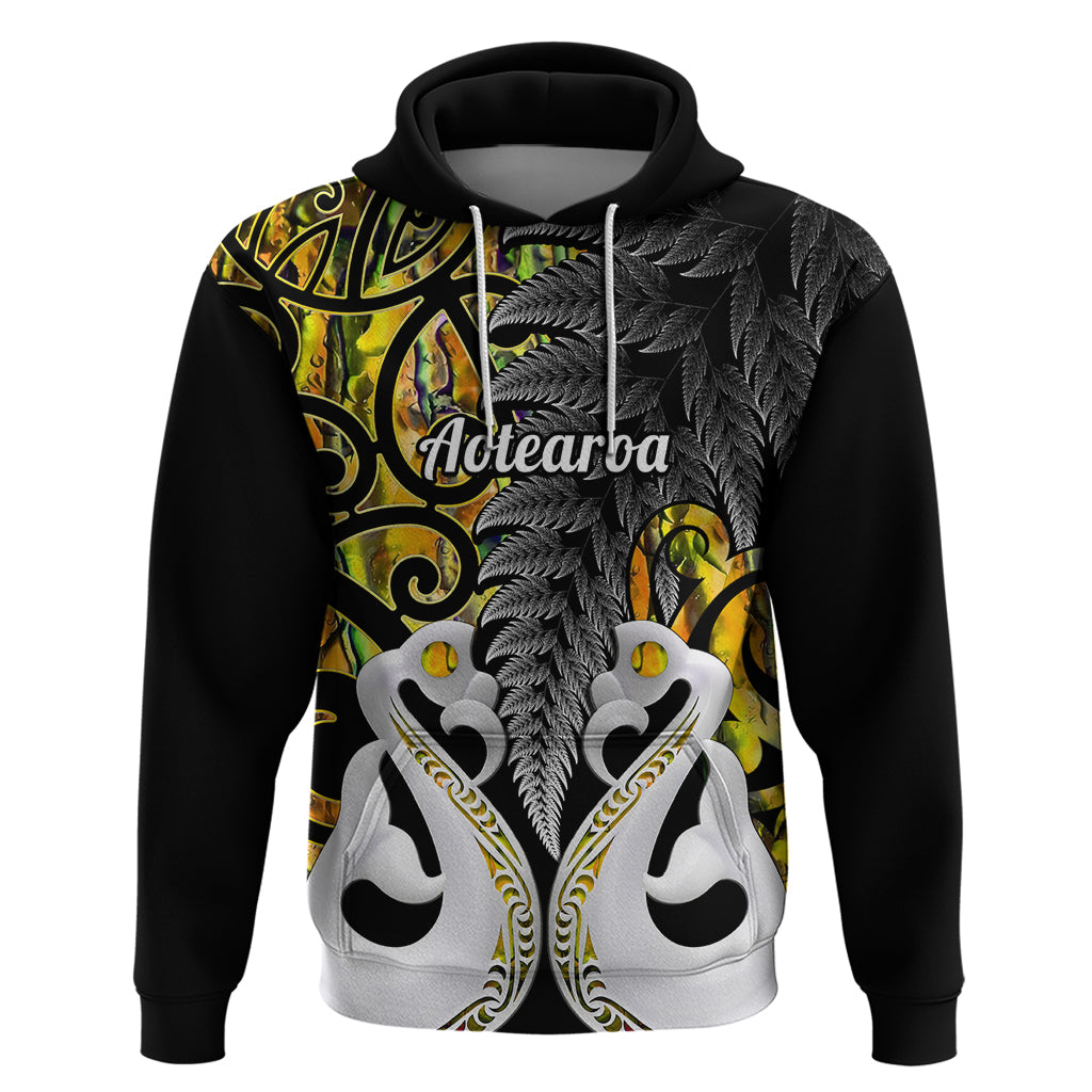 Custom New Zealand Hoodie Te Manaia Mangopare Maori and Fern Gold Style LT14 Pullover Hoodie Gold - Polynesian Pride