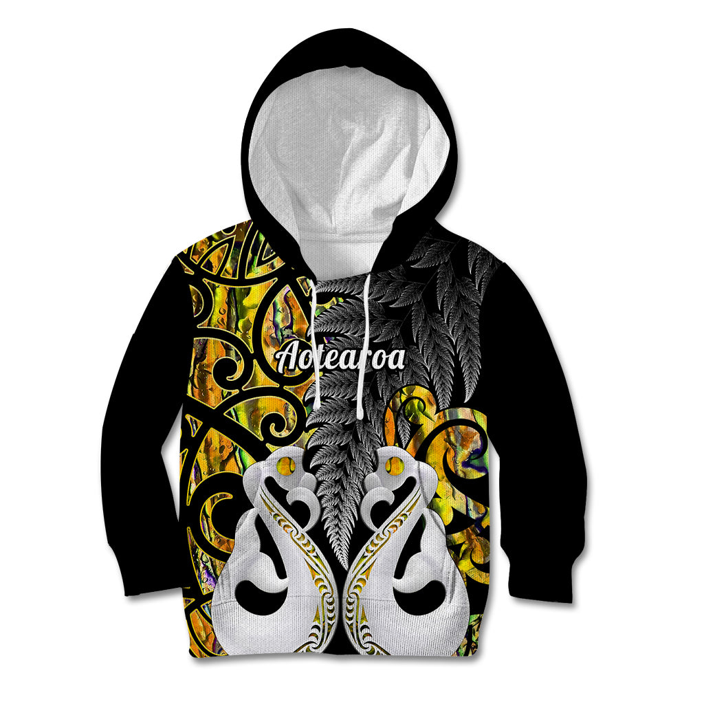 Personalised New Zealand Kid Hoodie Te Manaia Mangopare Maori And Fern Gold Style LT14 Hoodie Gold - Polynesian Pride